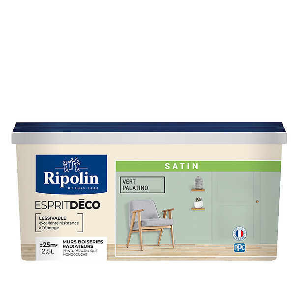 RIPOLIN - Peinture acrylique - Vert palat - Satin - 2,5L - large