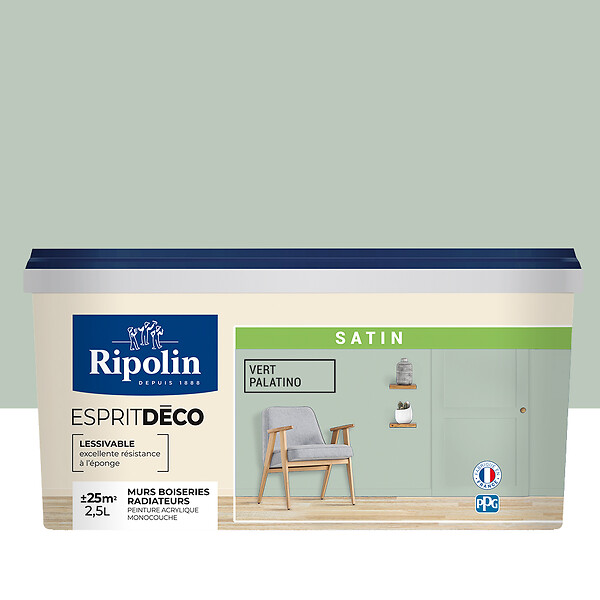 RIPOLIN - Peinture acrylique - Vert palat - Satin - 2,5L - large