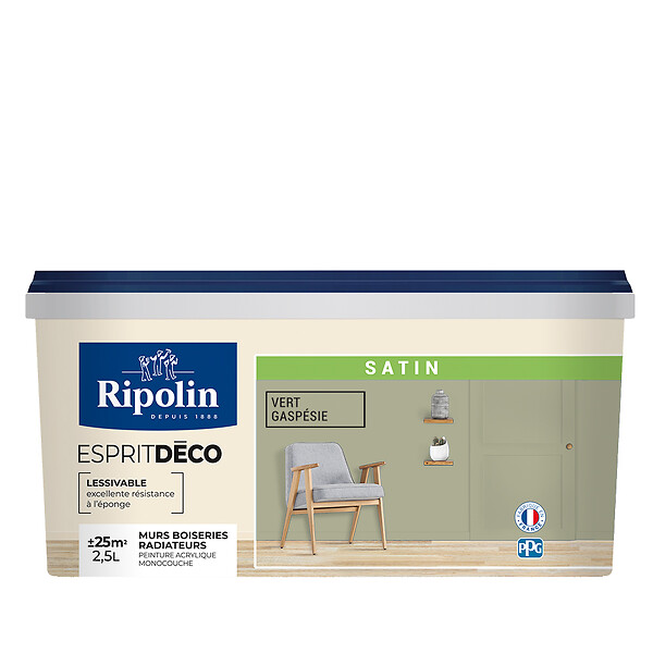 RIPOLIN - Peinture Deco - Vert gaspesie - Satin  - 2,5L - large