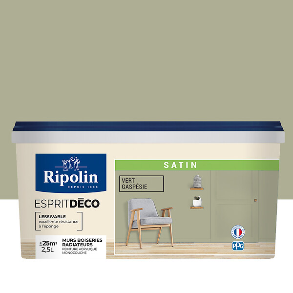RIPOLIN - Peinture Deco - Vert gaspesie - Satin  - 2,5L - large