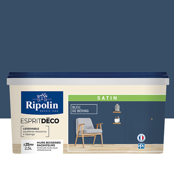 RIPOLIN - Peinture Deco - Bleu bering - Satin  - 2,5L - large
