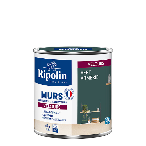 RIPOLIN - Peinture RIPOLIN Deco Velours murs boiseries radiateurs vert arm 0,5L - large