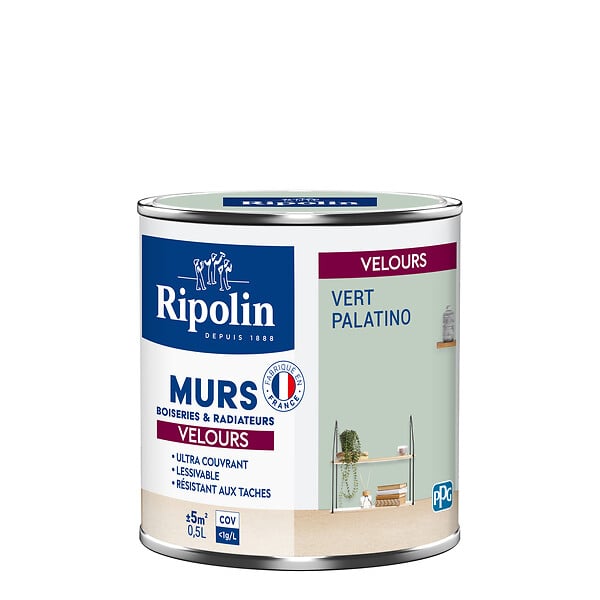RIPOLIN - Peinture RIPOLIN Deco Velours murs boiseries radiateurs vert pala 0,5L - large
