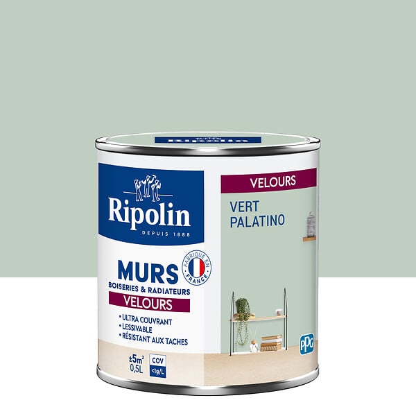 RIPOLIN - Peinture RIPOLIN Deco Velours murs boiseries radiateurs vert pala 0,5L - large