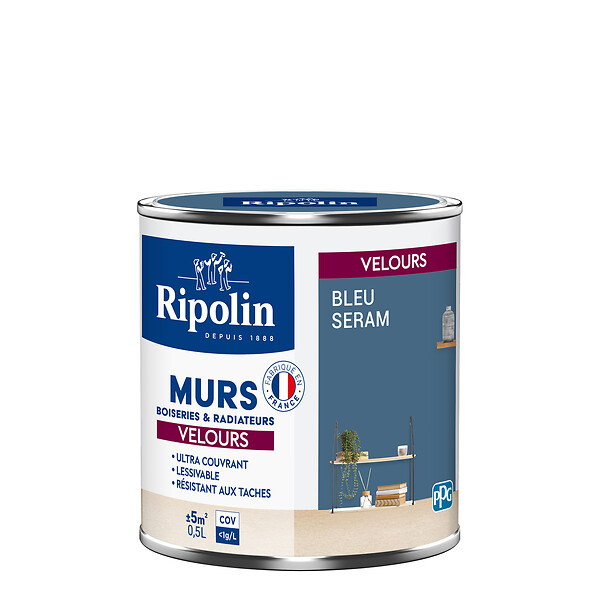 RIPOLIN - Peint RIPOLIN Deco Velours murs boiseries & radiateurs bleu seram 0,5L - large