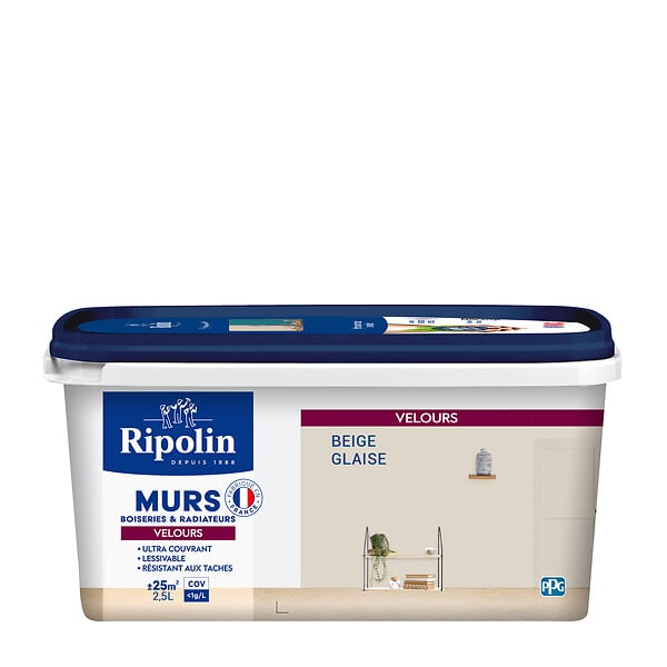 RIPOLIN - Peinture Esprit Déco - Beige glaise - Velours - 2,5L - large