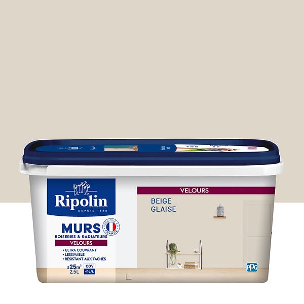 RIPOLIN - Peinture Esprit Déco - Beige glaise - Velours - 2,5L - large