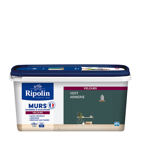 RIPOLIN - Peinture Esprit Déco - Vert armerie - Velours - 2,5L - large