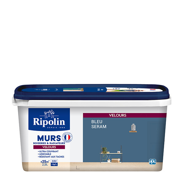 RIPOLIN - Peinture Esprit Déco - Bleu seram - Velours - 2,5L - large