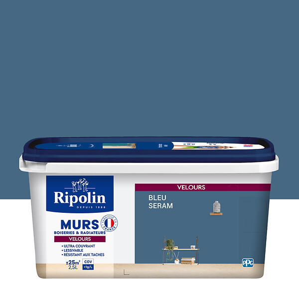 RIPOLIN - Peinture Esprit Déco - Bleu seram - Velours - 2,5L - large