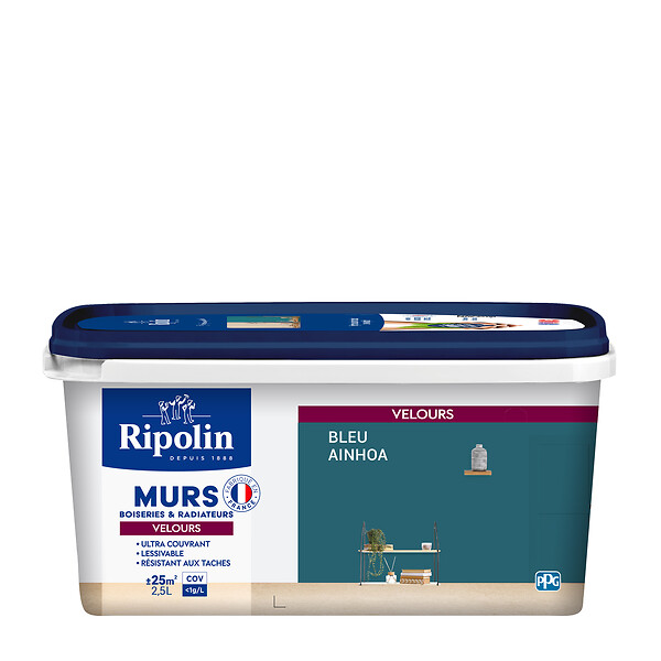 RIPOLIN - Peinture Deco - Bleu ainhoa - Velours - 2,5L - large