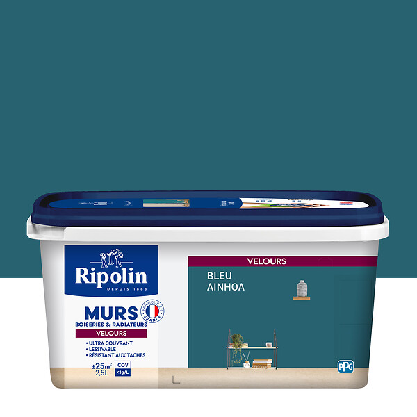 RIPOLIN - Peinture Deco - Bleu ainhoa - Velours - 2,5L - large