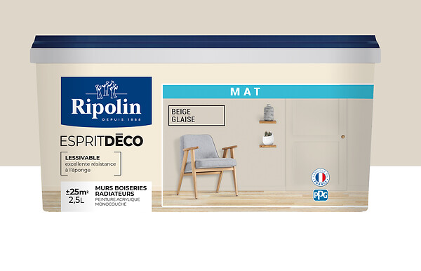 RIPOLIN - Peinture Esprit Déco - Beige glaise - Mat - 2,5L - large