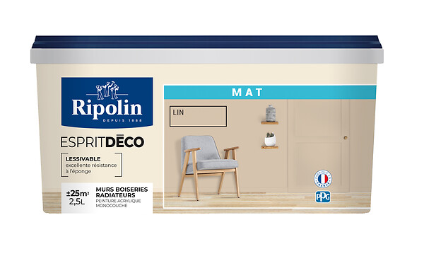 RIPOLIN - Peinture Esprit Déco - Lin - Mat - 2,5L - large