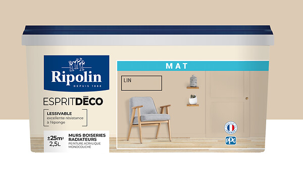 RIPOLIN - Peinture Esprit Déco - Lin - Mat - 2,5L - large