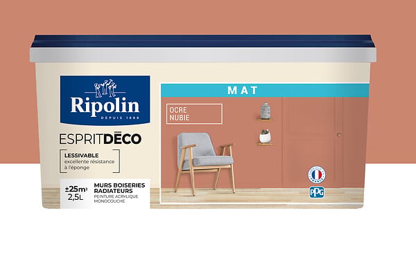 RIPOLIN - Peinture Esprit Déco - Ocre Nubie - Mat - 2,5L - large