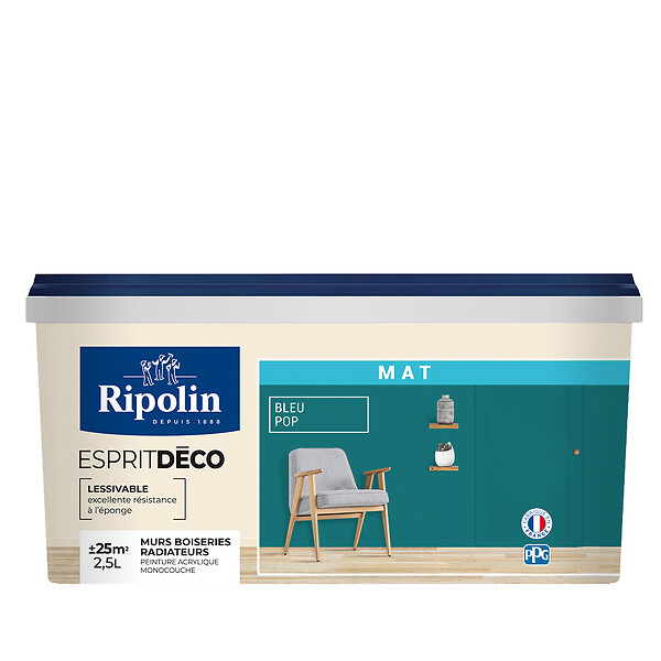 RIPOLIN - Peinture Deco - Bleu pop -  Mat - 2,5L - large