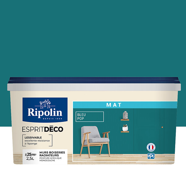 RIPOLIN - Peinture Deco - Bleu pop -  Mat - 2,5L - large