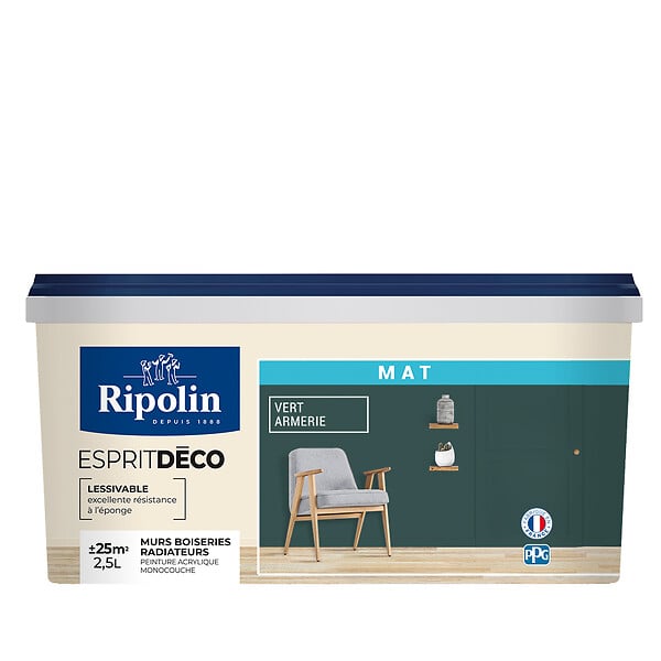 RIPOLIN - Peinture Deco - Vert armerie -  Mat - 2,5L - large