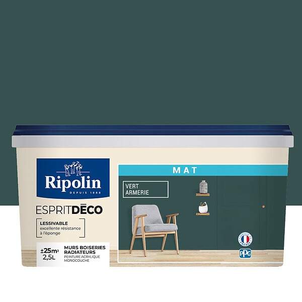 RIPOLIN - Peinture Deco - Vert armerie -  Mat - 2,5L - large