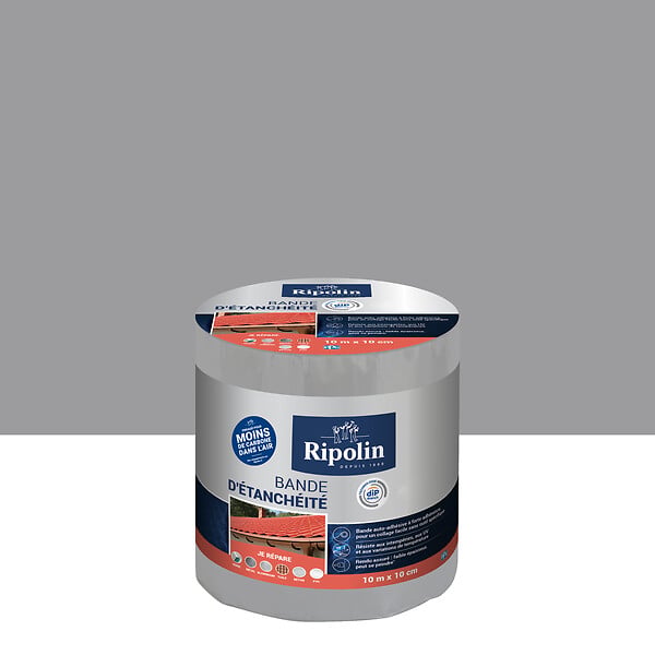 RIPOLIN - Bande d'étanchéité auto-adhésive butyl - Gris - L.10mxl.10cm - large