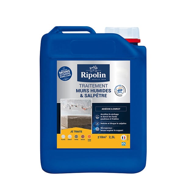 RIPOLIN - Traitement murs humides et salpêtre - Bidon 2,5L - large