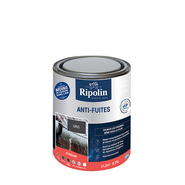 RIPOLIN - Anti-fuites gris 0.75L - Toiture terrasse gouttière - 750ml - large