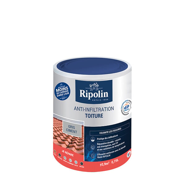 RIPOLIN - Revêtement étanchéité toiture acrylique - Gris ciment - 0,75L - large