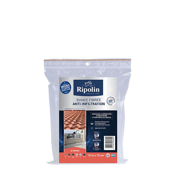 RIPOLIN - Bande anti-infiltration fibrée 10x18cm - large