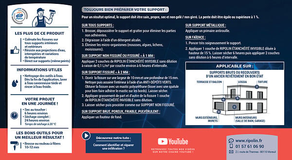 RIPOLIN - Étanchéité multi-support polyuréthane invisible - 2L - large