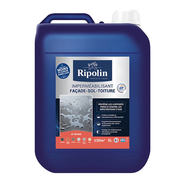 RIPOLIN - Imperméabilisant façade-sol-toiture - Invisible - 5L - large