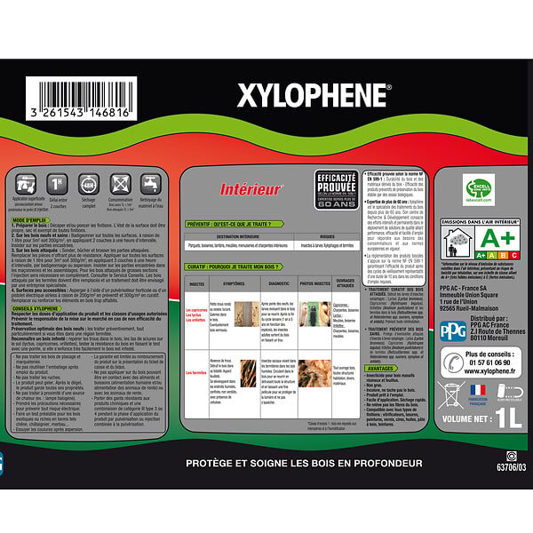XYLOPHENE - Traitement du bois - Boiseries et parquet - Incolore - 1L - large