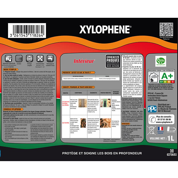 XYLOPHENE - Traitement préventif curatif bois - Poutres charpentes - 1L - large