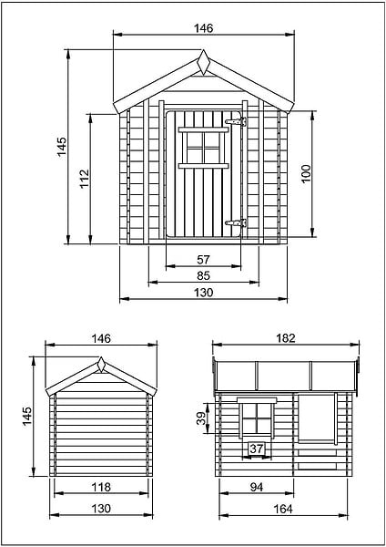 TIMBELA - Timbela M501A Maison en bois pour enfants - 182x146xH145cm / 1.1m2 - large