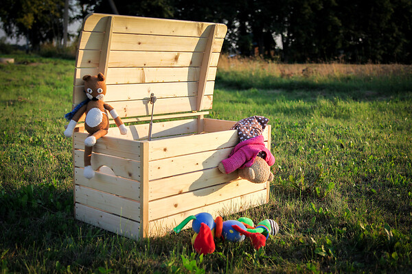 TIMBELA - TIMBELA M034-1 Coffre à Jouets Enfant en bois - 80 x 50 x H47 cm - large