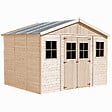 TIMBELA - Abri de Jardin en Bois Naturel - H246x418x318 cm/12 m² - M331 - vignette