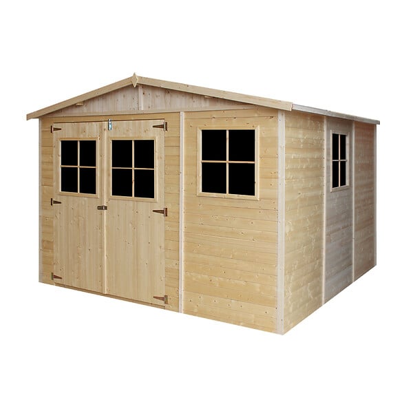 TIMBELA - Abri de Jardin en Bois Naturel - H226x316x324 cm / 9 m² - M335 - large