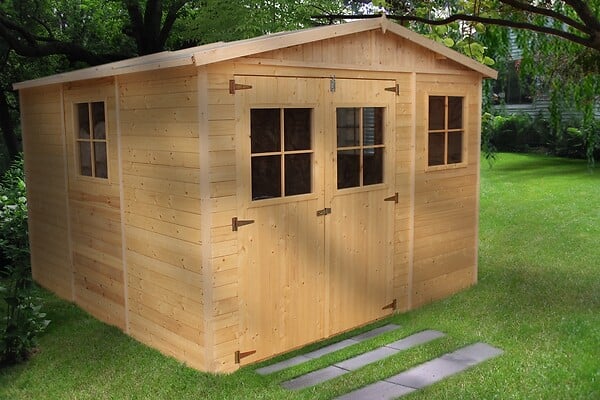 TIMBELA - Abri de Jardin en Bois Naturel - H226x316x324 cm / 9 m² - M335 - large