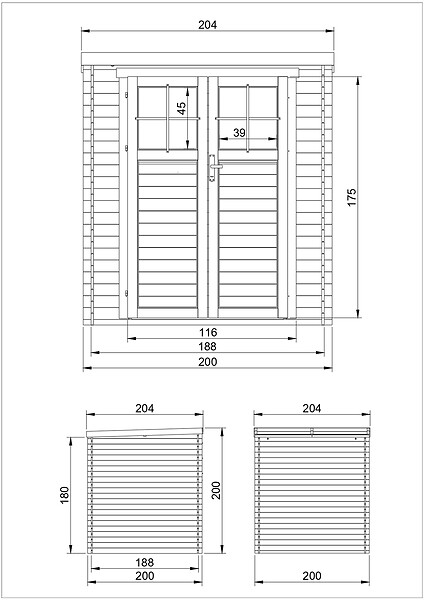 TIMBELA - Abri de jardin en bois - porte verrouillable de haute qualité - H200 x l204 x L204 cm / 3,53 m2 - M309F - large