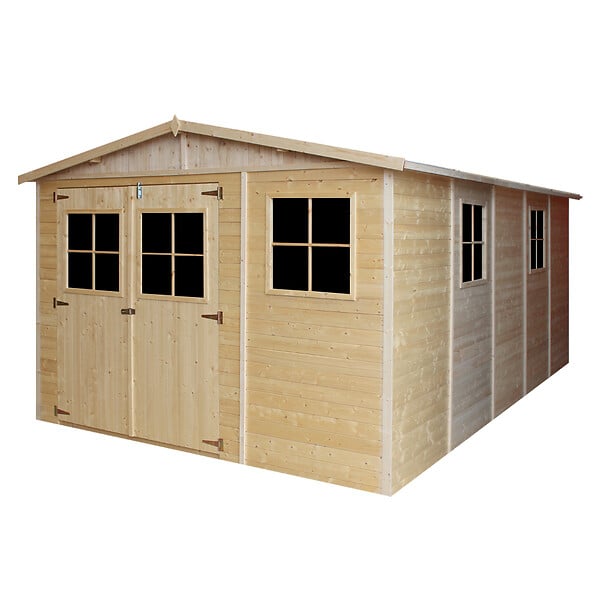 TIMBELA - Abri de Jardin en Bois Naturel - H226xl324xL516 cm / 15 m² - M337 - large
