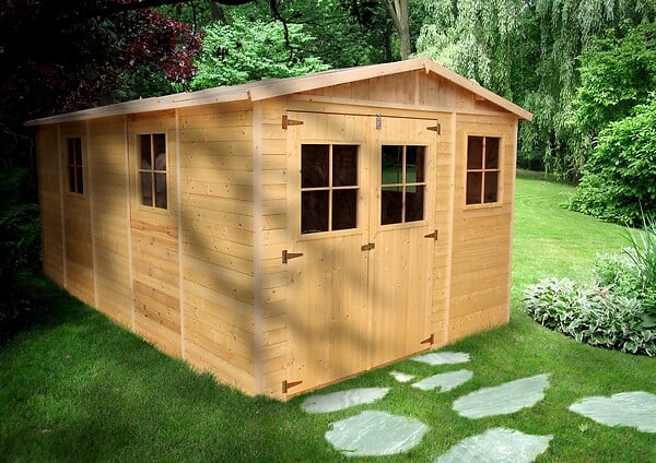 TIMBELA - Abri de Jardin en Bois Naturel - H226xl324xL516 cm / 15 m² - M337 - large