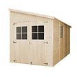 TIMBELA - Abri de Jardin en Bois Naturel (avec paroi latérale) - H244xl218xL416 cm/8 m2 - M340A - vignette