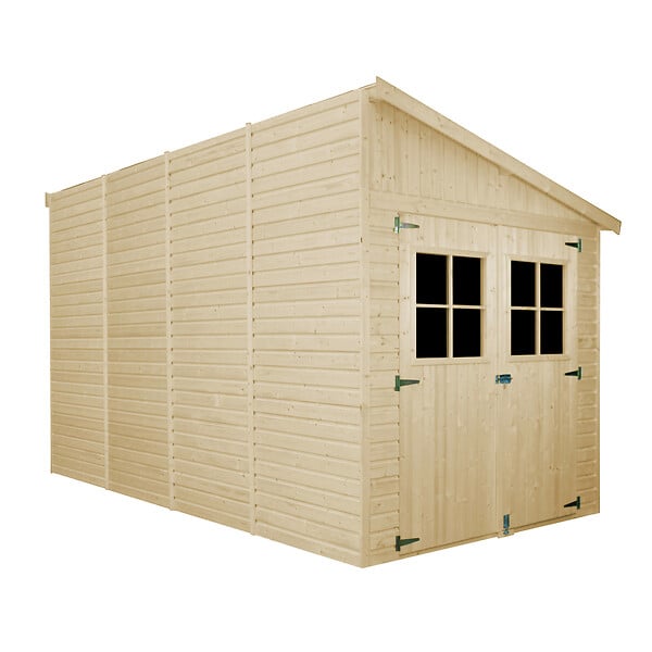 TIMBELA - Abri de Jardin en Bois Naturel (avec paroi latérale) - H244xl218xL416 cm/8 m2 - M340A - large