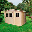 TIMBELA - Abri de Jardin en Bois Naturel - H226x318x220 cm / 6 m² - M334 - vignette