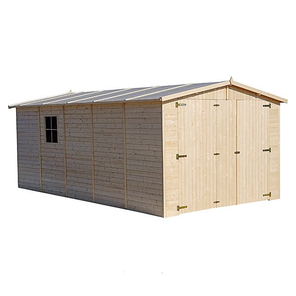 TIMBELA - TIMBELA M101 - GARAGE en Bois Naturel - H222xL516xl324 cm /15 m² - large