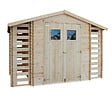 TIMBELA - Abri de jardin en bois et range bûches I206xL328xH218 cm / 5,41 m2 - M391 - vignette