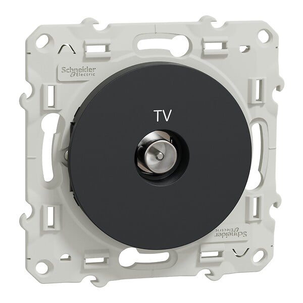 SCHNEIDER ELECTRIC - Odace prise TV - Anthracite - Fixation par vis - large