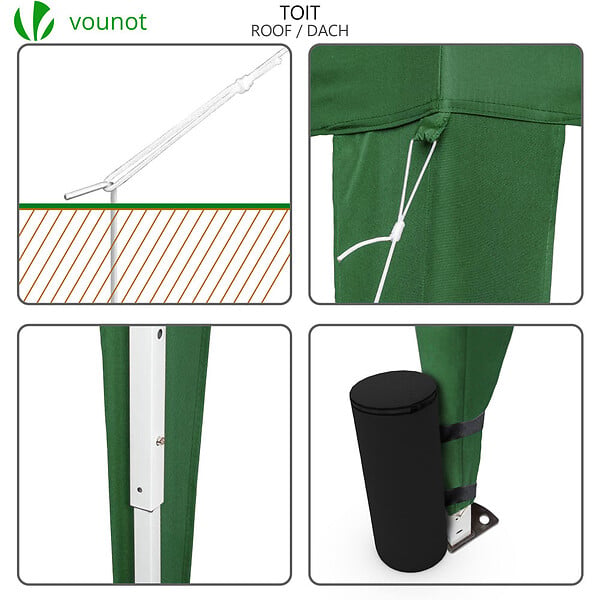VOUNOT - Tonnelle de Jardin 3x3m Pliable avec portes et fenêtres Vert - large