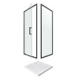 AURLANE - Porte de douche Pivotante et retour profilés noir + receveur a poser - 80x80x204cm - CRUSH PIVOTANTE - vignette