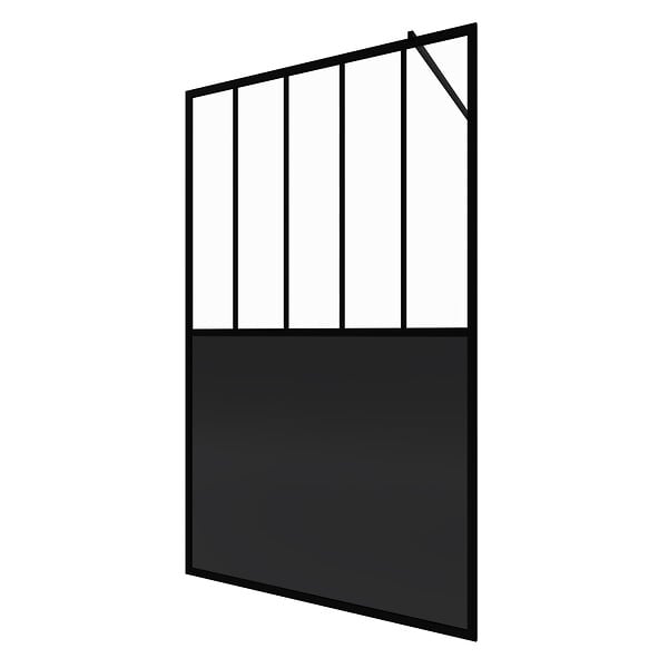 AURLANE - Paroi de douche 120x200 cm type Verriere - Verre trempe et Structure aluminium noir mat - large
